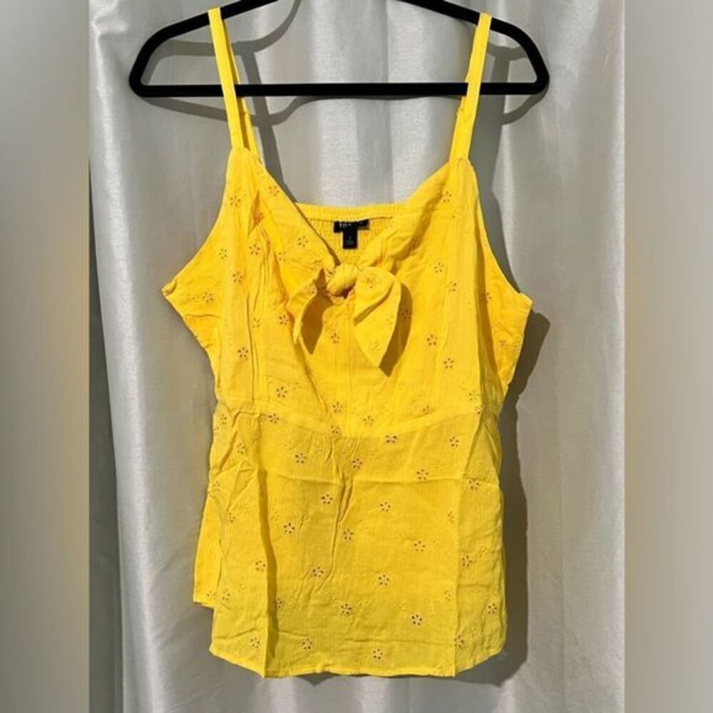 Torrid Peplum Eyelet Cami babydoll sleeveless blouse top yellow‎ size 1X - Picture 4 of 13